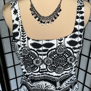 Breakin’ Loose Black and White Fitted Bodice with Flared Skirt Dress 10
